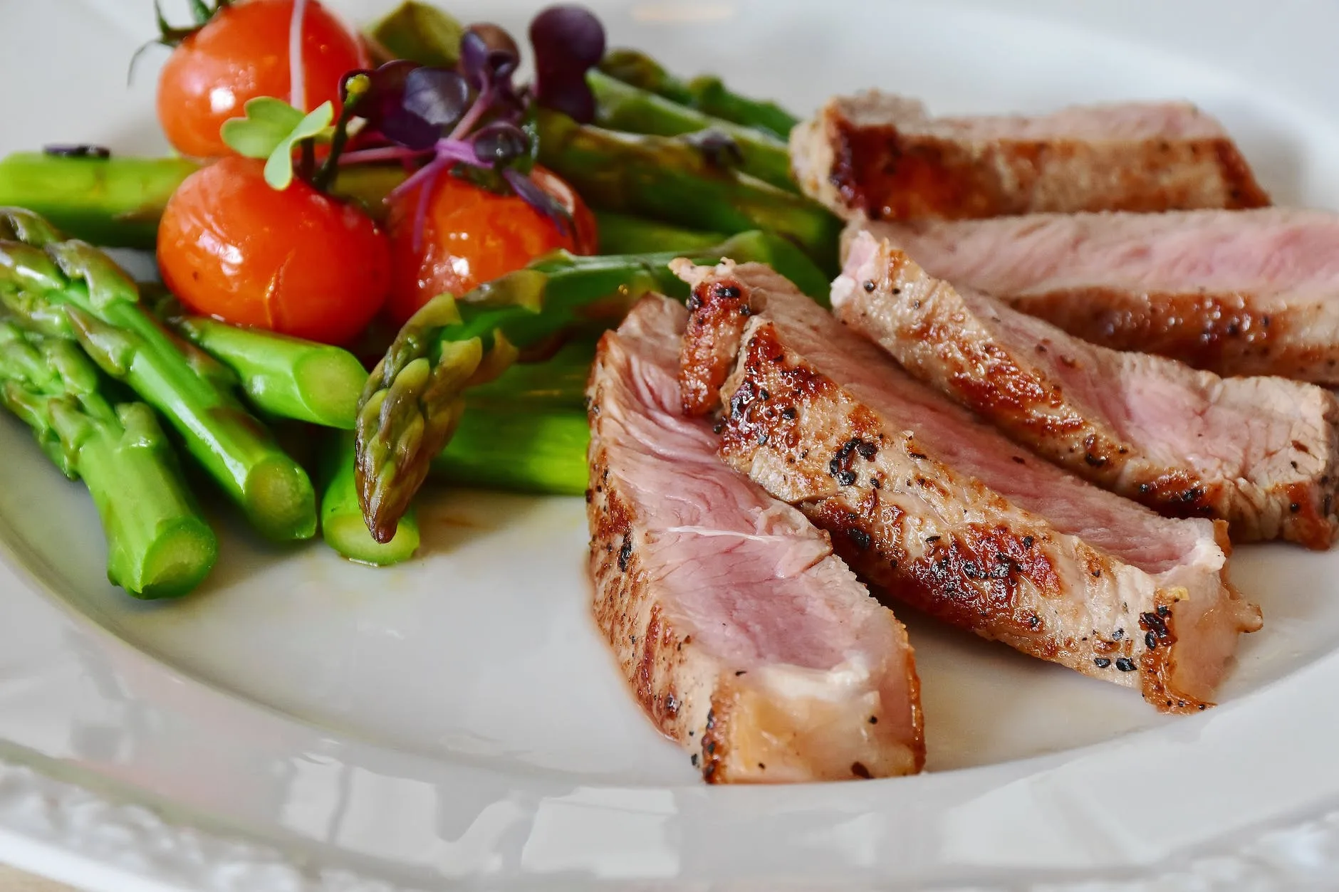 asparagus barbecue cuisine delicious eating pork