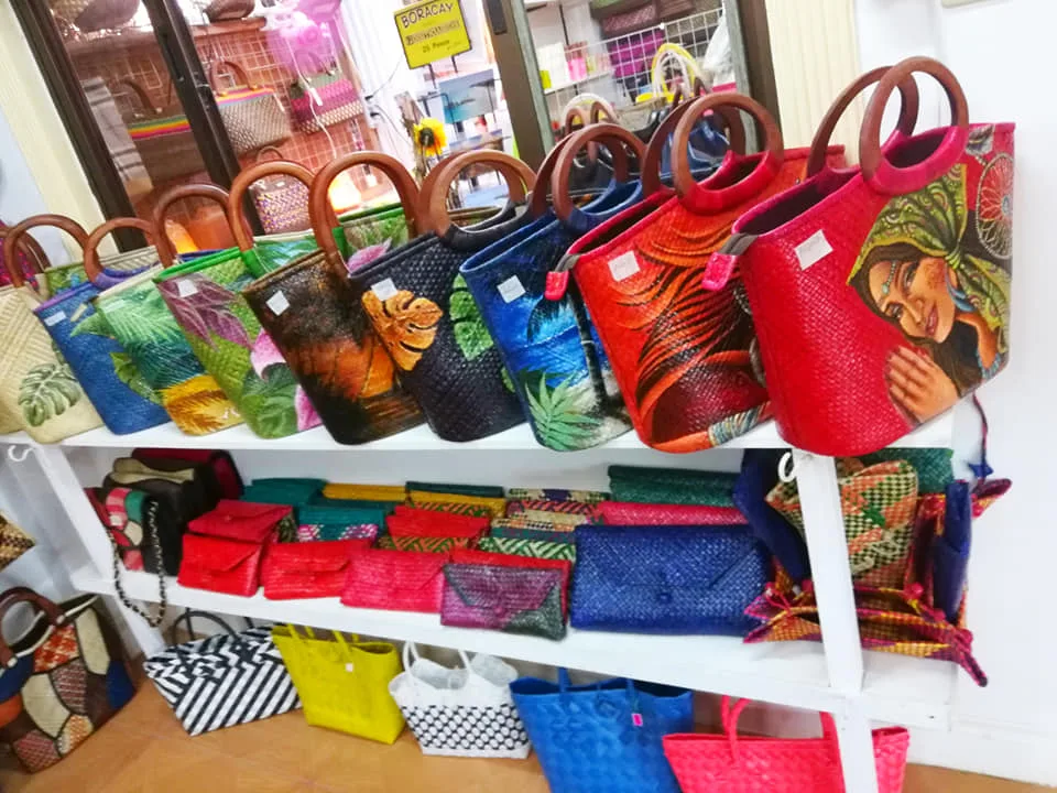 unique boracay souvenirs - handwoven, hand-painted bags